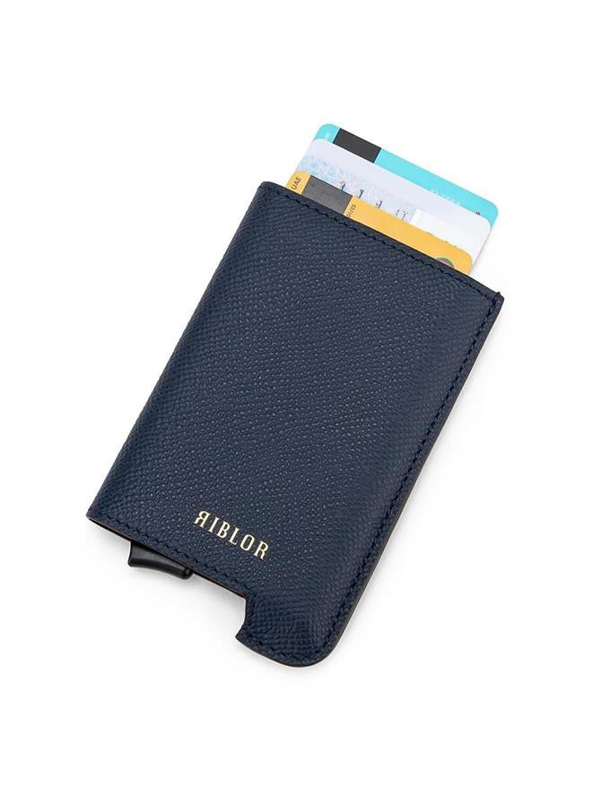 Riblor Santino Italian Leather Popup Card Holder Navy Blue - Image 3