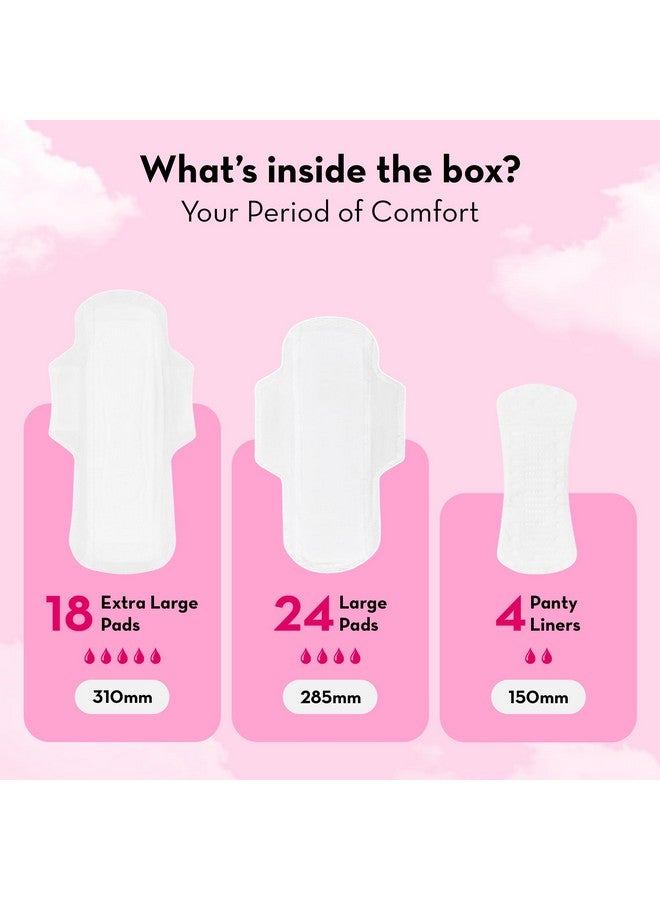 Plush Ultra-Thin Sanitary Pads For Women, 42 Pcs | Super Saver Pack | 24 L (Light Flow), 18 Xl (Medium Flow), 4 Panty Liners | 100% Rash-Free | Pure U.S. Cotton Pads | Affordable Sanitary Napkins - Image 2