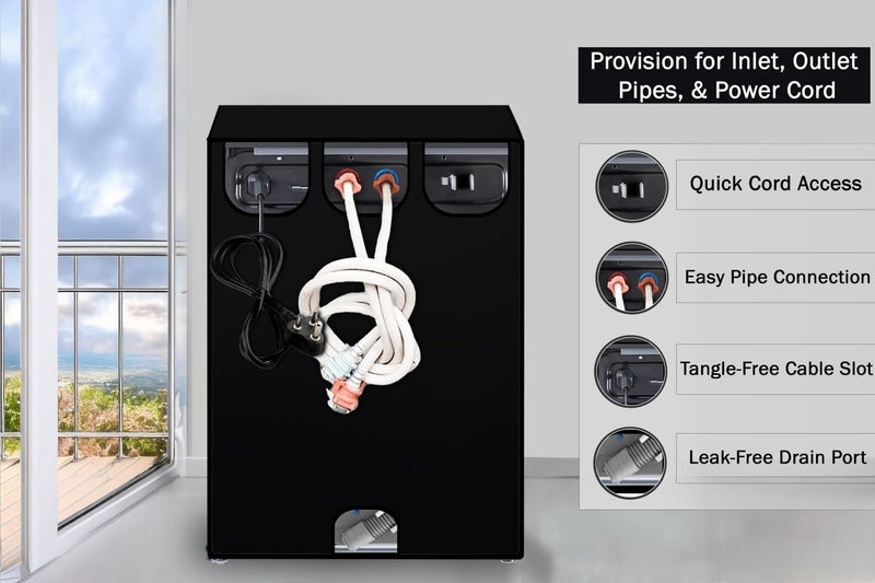 Wings Star Waterproof Top Load Fully Automatic Washing Machine Cover for 6 kg, 6.5 kg, 7kg & 7.5 kg (Black) - 59 x 59 x 86 cms - Image 5
