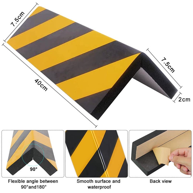 DECARETA Car Foam Bumpers Protectors for Garage,4 Pcs Wall Guard Bumper Protector Self-adhesive Corner Guards with Yellow and Black Color,Safety Warning Foam Bumper Pad to Protect Your Car in Garage - Image 2