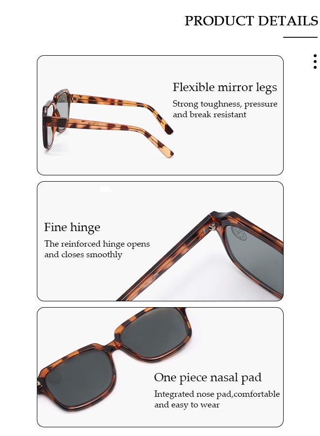 DUNISO Square Sunglasses for Unisex, Vintage Outdoor Fashion Sun Glasses UV380 Protection, Shades Rectangle Large Frame Driving Sunglasses,Scratch-Resistant，Heat-resistant glass glasses - Image 3