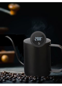 تداو طقم تحضير القهوة البطيء الاحترافي V60 مكون من قطعتين بسعة 600 مل من الفولاذ المقاوم للصدأ بدرجة طعام 304 (غير عادي 201) مع إبريق شاي/غلاية من الفولاذ المقاوم للصدأ مع مقياس حرارة القهوة LED للقهوة والشاي والحليب باللون الأسود  - Image 5