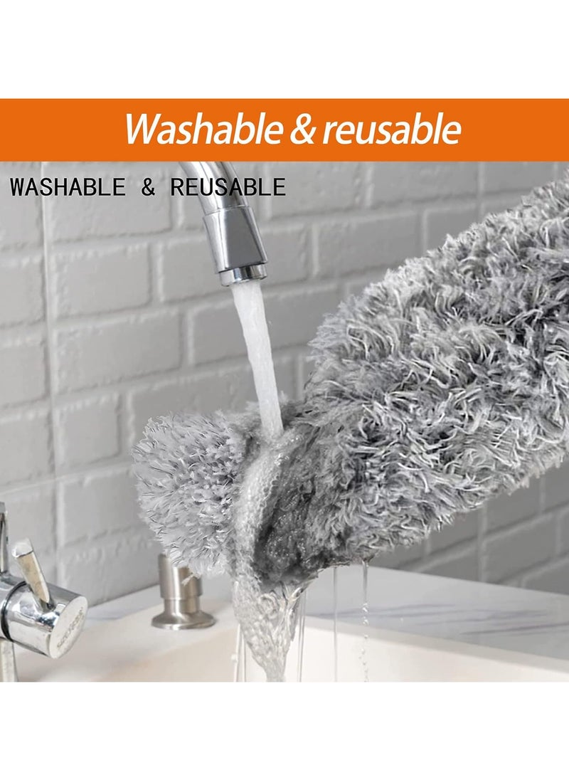 CityRiya-Long - Microfiber Duster with Extension Pole, Bendable Dusters for Cleaning,  Ceiling Fan Duster, 2 Packs Microfiber Feather Duster with Telescoping Extension Pole, Cobweb Duster for Home Roof Blinds Furniture - Image 1