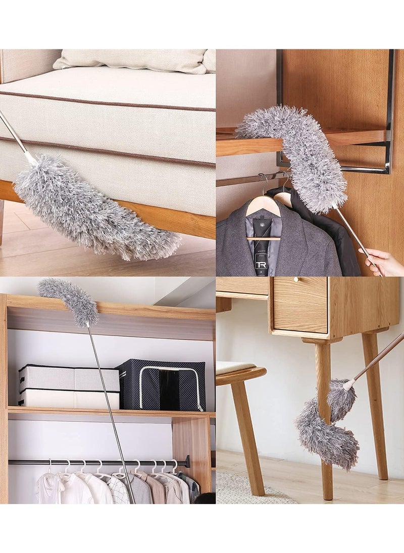 CityRiya-Long - Microfiber Duster with Extension Pole, Bendable Dusters for Cleaning,  Ceiling Fan Duster, 2 Packs Microfiber Feather Duster with Telescoping Extension Pole, Cobweb Duster for Home Roof Blinds Furniture - Image 1