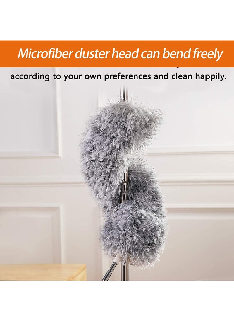 CityRiya-Long - Microfiber Duster with Extension Pole, Bendable Dusters for Cleaning,  Ceiling Fan Duster, 2 Packs Microfiber Feather Duster with Telescoping Extension Pole, Cobweb Duster for Home Roof Blinds Furniture - Image 1