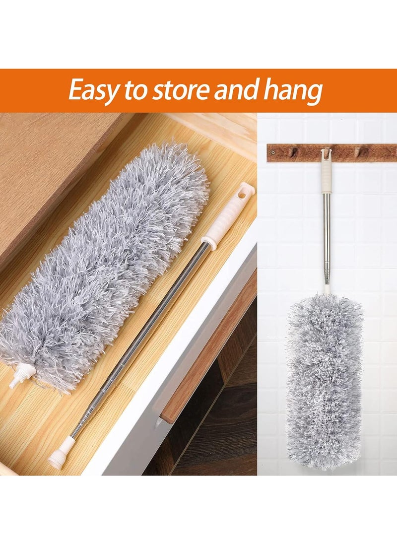 CityRiya-Long - Microfiber Duster with Extension Pole, Bendable Dusters for Cleaning,  Ceiling Fan Duster, 2 Packs Microfiber Feather Duster with Telescoping Extension Pole, Cobweb Duster for Home Roof Blinds Furniture - Image 1