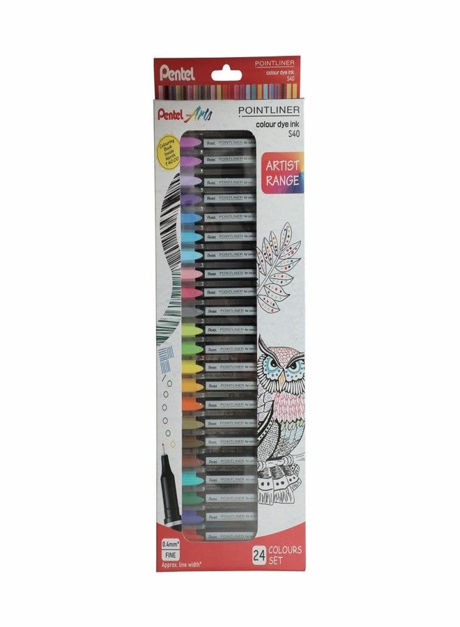 Pentel S40 Pointliner Marker Set | Durable Tip & Non-Toxic Ink | Waterbased Fade Resistant Pigment Ink | Ideal for Craft, Drawing, Writing & Marking, 24 Shades (Multicolor) - Image 5