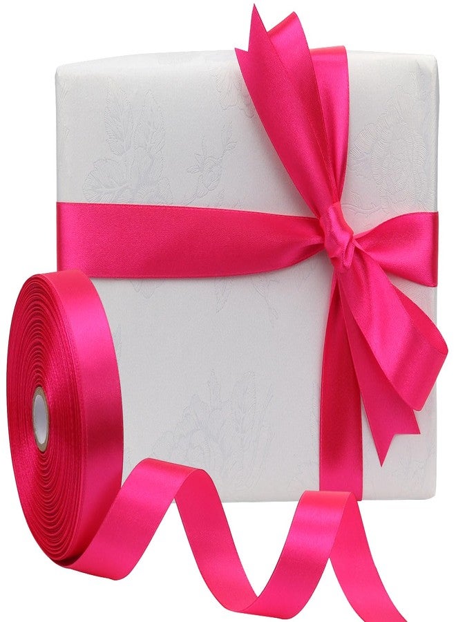 RIUNBB Hot pink Solid Satin Ribbon 1 Inch 50 Yards Solid Polyester Fabric Ribbon for Gift Wrapping Wedding Christmas Baby Shower Birthday Party Decoration Handmade Immortal Flower Craft - Image 5