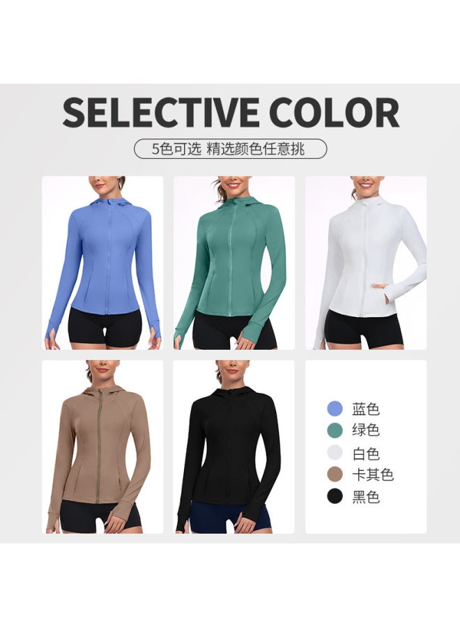 New Lulu Zipper Sportswear Women's Hooded Yoga Jacket Autumn And Winter Slimming Running Workout Clothes Long Sleeve Top - Image 2
