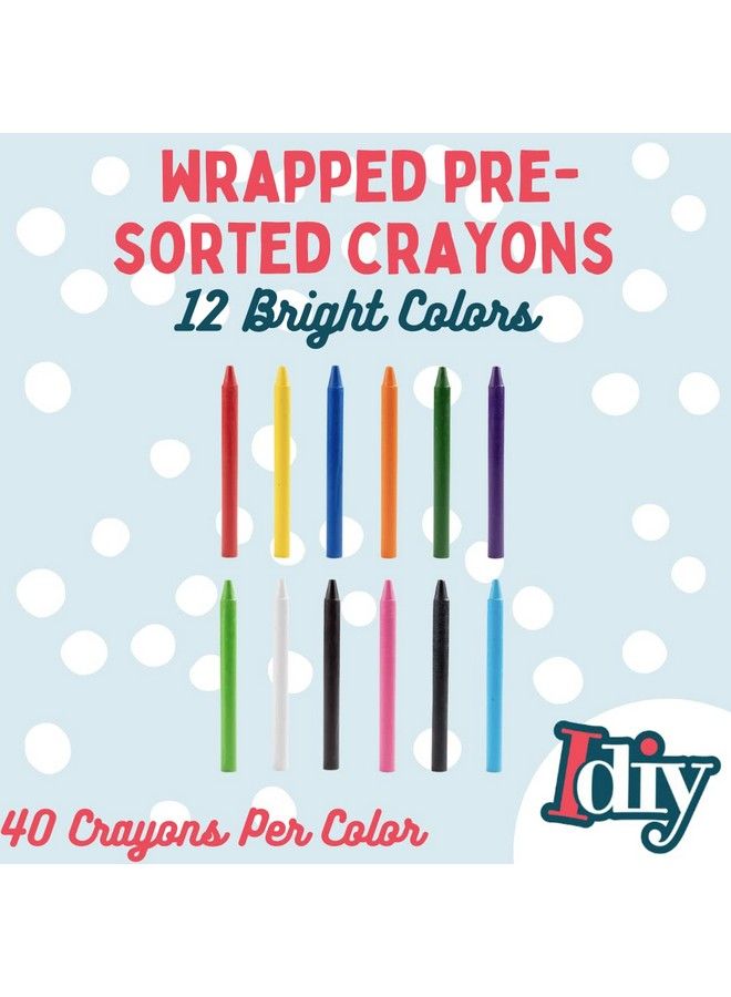 SCS Direct ألوان شمعية غير مغلفة من إيدي (480 قطعة مرتبة مسبقًا 12 لون 40 لكل منها) بدون ورق مختبرة من حيث السلامة ASTM للأطفال والمعلمين والفصول الدراسية ومستلزمات المدارس ومشاريع الرسم والذوبان والهدايا. - Image 3