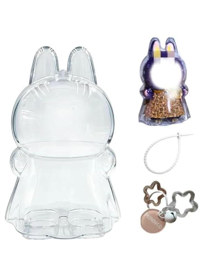 Protective Case for 17cmLABUBU Wings of Fortune,Acrylic Display Case with Silicone Strap and Keychain,Clear Storage Cover ,Clear Display Case for Dolls ,No Dolls Included (for Wings)  - Image 1
