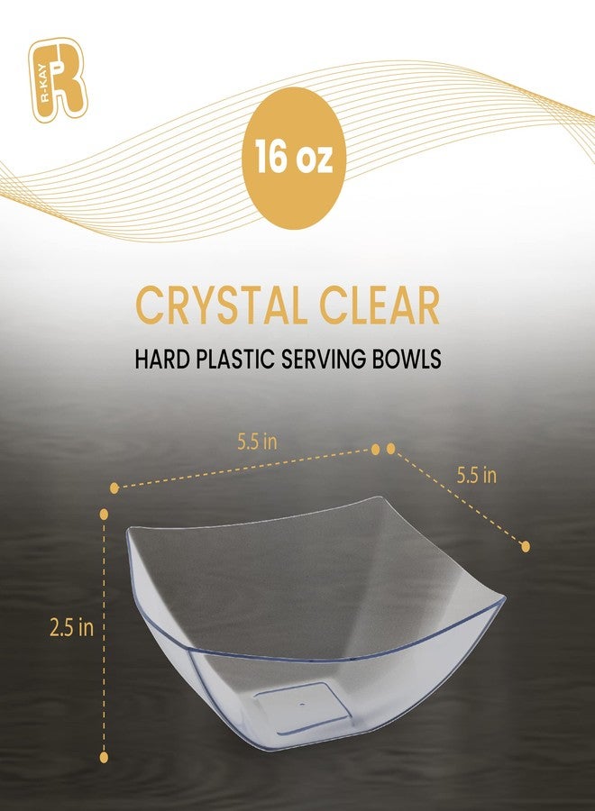 R-kay 6 Pack Square Plastic Serving Bowls - Clear Plastic bowls 16 Oz - Disposable Serving Bowls Heavy Duty For Weddings Catering And Birthday parties - Image 5