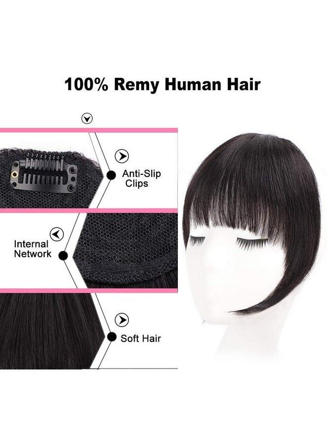 FOK 9 Inch Front One Piece Clip In Fringe Hair Extensions With Curved Bang For Women & Girls (Black)  - Image 4