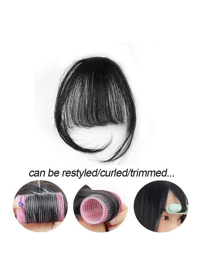 FOK 9 Inch Front One Piece Clip In Fringe Hair Extensions With Curved Bang For Women & Girls (Black)  - Image 3