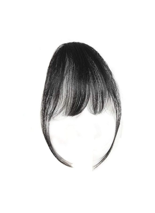 FOK 9 Inch Front One Piece Clip In Fringe Hair Extensions With Curved Bang For Women & Girls (Black)  - Image 2