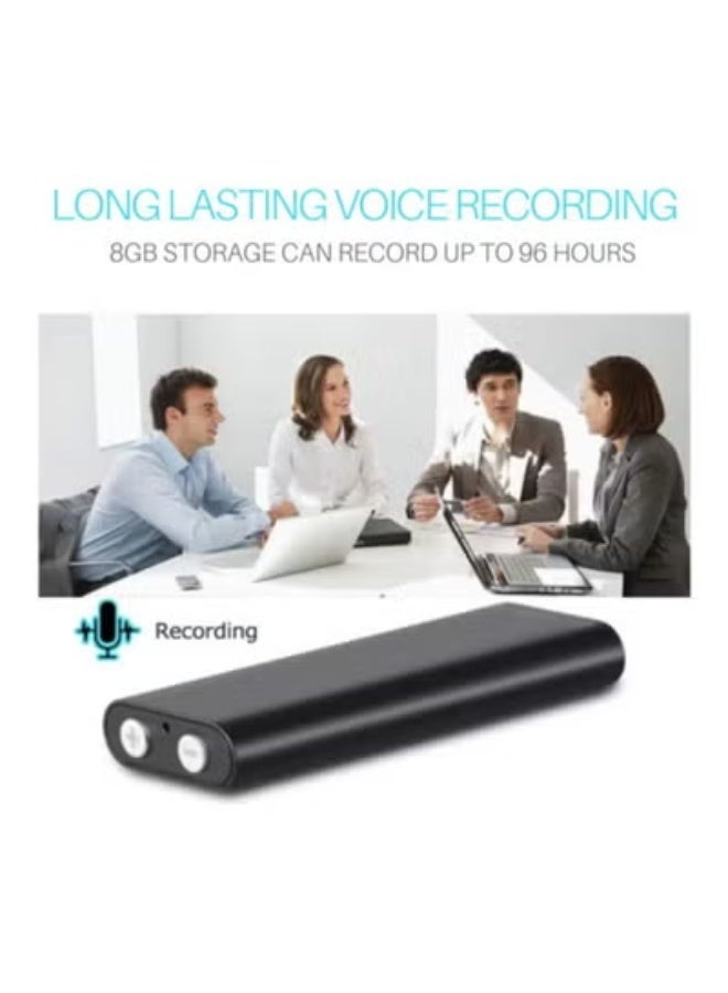 مسجل صوت رقمي 8 جيجابايت – مسجل صوت عالي الوضوح مع مشغل MP3، شحن عبر USB، محمول للمحاضرات والاجتماعات والمقابلات، يشمل سماعة وكابل - Image 4