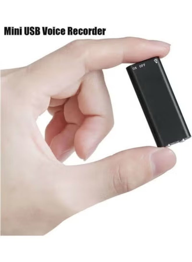 مسجل صوت رقمي 8 جيجابايت – مسجل صوت عالي الوضوح مع مشغل MP3، شحن عبر USB، محمول للمحاضرات والاجتماعات والمقابلات، يشمل سماعة وكابل - Image 3