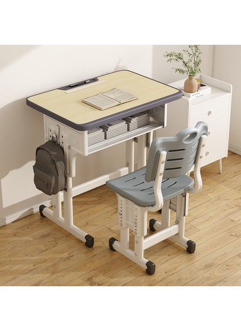 Students' Desks and Chairs Children's Study Table Simple Writing Table School Training Course Junior High School Primary School Students Desk Set