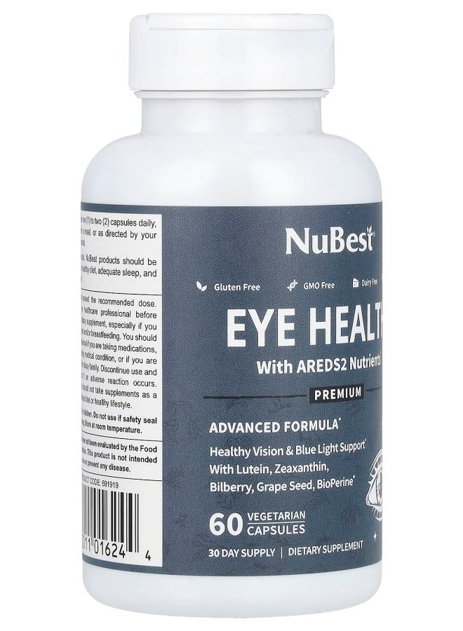 NuBest Eye Health With AREDS2 Nutrients 60 Vegetarian Capsules - Image 2
