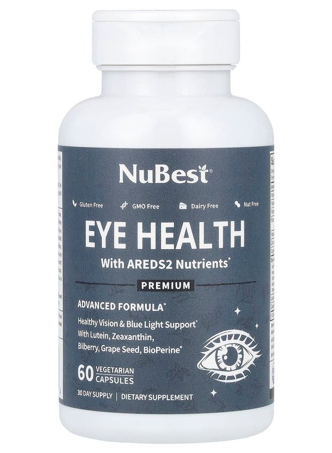 NuBest Eye Health With AREDS2 Nutrients 60 Vegetarian Capsules - Image 1
