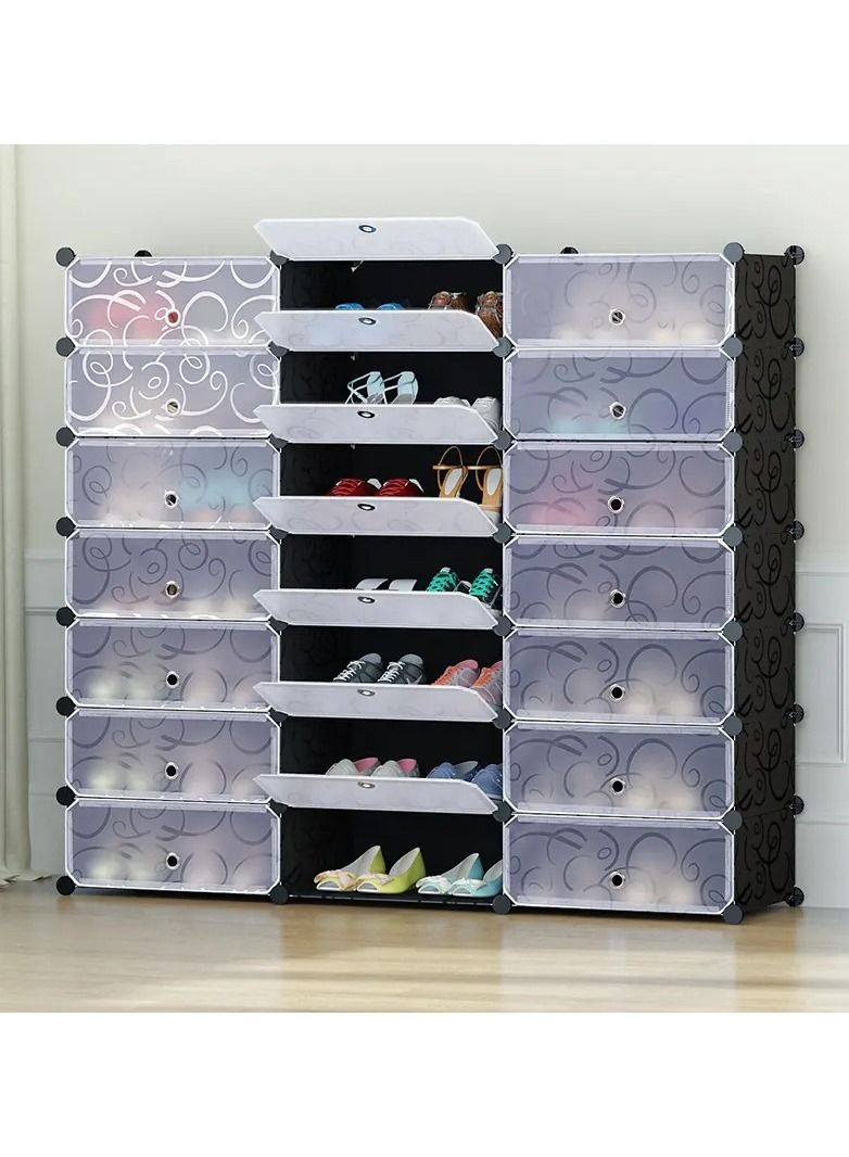 DubaiGallery 18-Cube Shoe Rack, DIY Plastic Storage Organizer with Doors  - Image 4