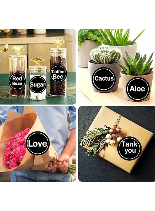 erorex 12 Sheets Spice Labels Stickers 3.5Cm Black Spice Labels For Kitchen 432Pcs Waterproof Adhesive Round Preprinted Spice And Blank Labels With 1Pcs Erasable Pen For Jars Caps Spice Organizers  - Image 5