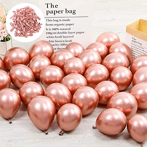 atorakushon Latex 50 Pieces 12 inch Rose Gold Chrome Shiny Metallic Round Balloons for Wedding Baby Shower Anniversary Birthday Valentine's Day Festival Party Home Decoration - Image 5