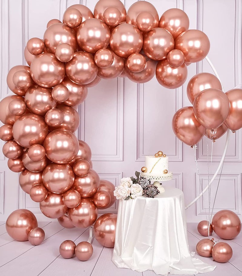 atorakushon Latex 50 Pieces 12 inch Rose Gold Chrome Shiny Metallic Round Balloons for Wedding Baby Shower Anniversary Birthday Valentine's Day Festival Party Home Decoration - Image 4