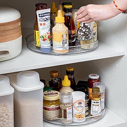 URALFA 2-Pack Lazy Susan Cabinet Organizer, Plastic Rotating Round Lazy Susan Turntable for Cabinet, Pantry, Countertop, Table, Fridge, 10.5 Inch - Image 2