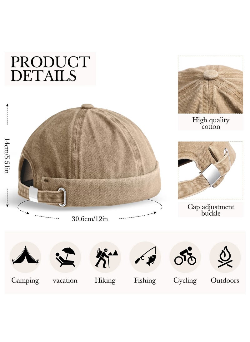 SYOSI - 2 Pieces Brimless Hats for Men Adjustable Docker Hat Casual No Brim Hat Visor Less Flip Hat Sailor Skullcap Leather Buckle Street Casual Docker Beanie Skull Caps - Image 1