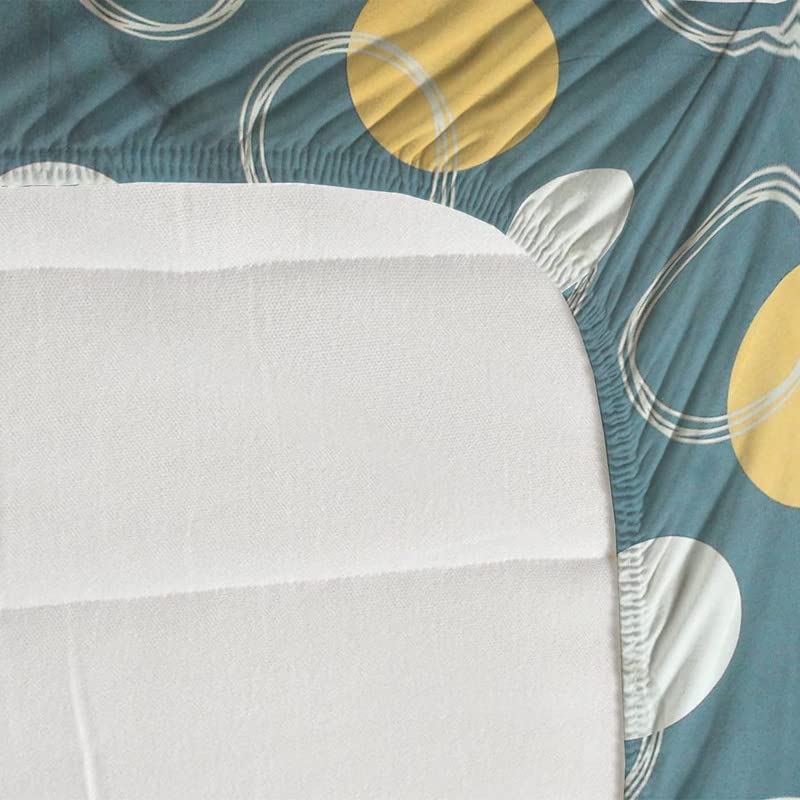 TARAIN COLLECTION Cotton 220 TC Printed Fitted Elastic Double Bedsheet with 2 Pillow Covers 18x28 Inches (Grey & Yellow) 78x72+10 Inches - Image 2