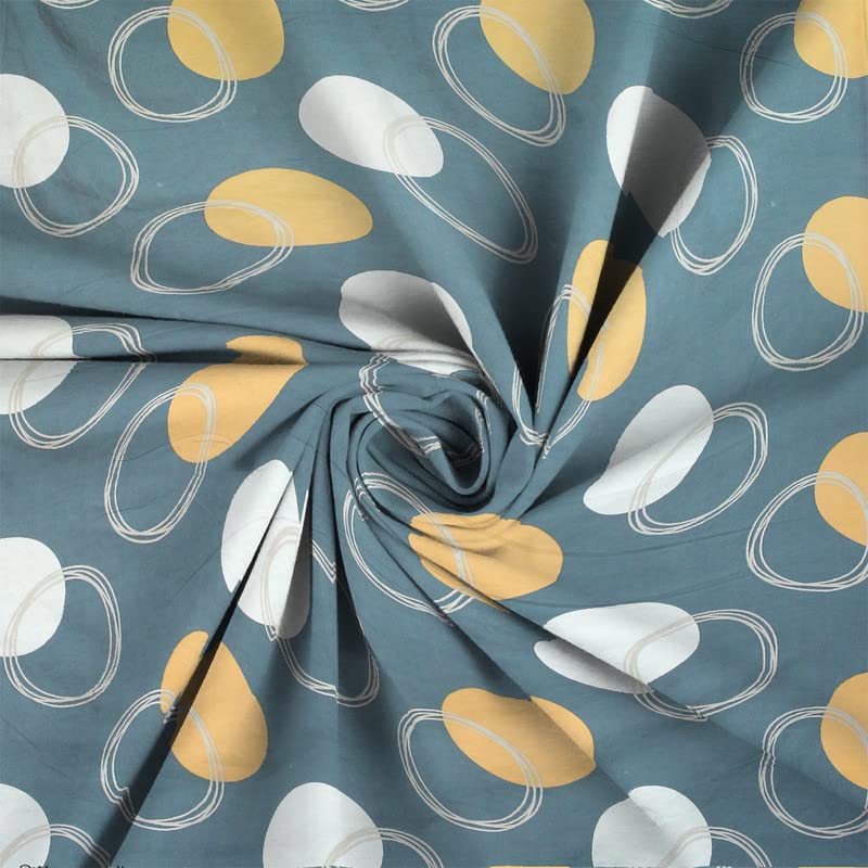 TARAIN COLLECTION Cotton 220 TC Printed Fitted Elastic Double Bedsheet with 2 Pillow Covers 18x28 Inches (Grey & Yellow) 78x72+10 Inches - Image 3