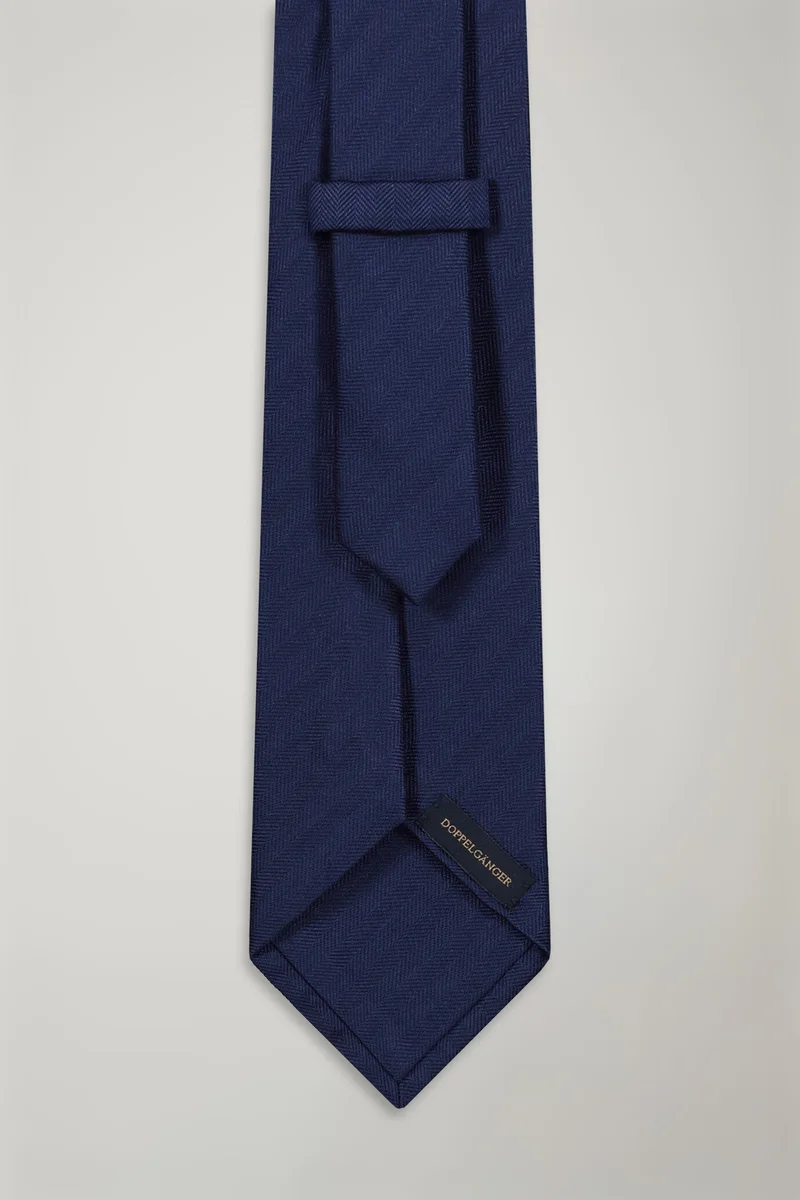 Doppelganger Men's tie herringbone bamboo - Blue