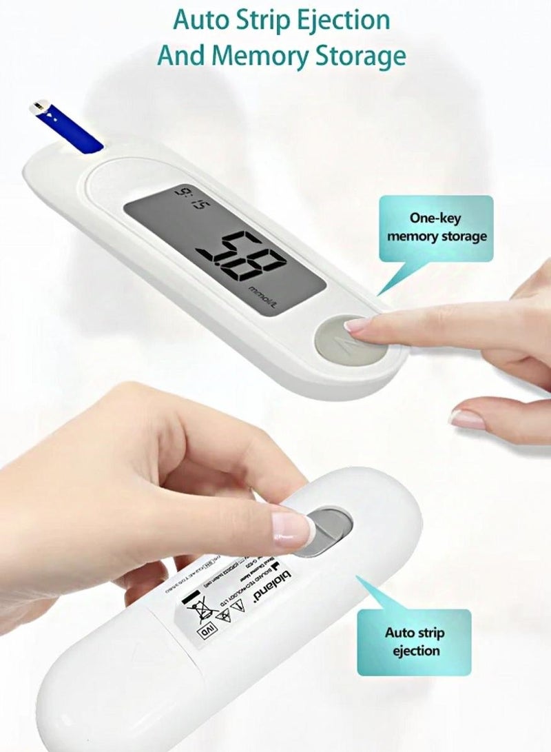 Bioland Blood Glucose Monitoring System Kit, Includes 1 Glucose Monitor, 1 Lancing Device, 50 Test Strips and 50 Blood Lancets, Accurate Diabetic Blood Sugar Testing Kit for Home Use - Image 2