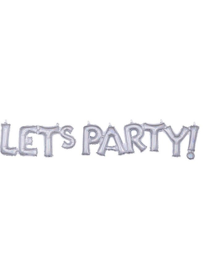 Amscan Stunning Let's Party Holographic Silver Balloon Block Phrase - 9" x 54" (Pack of 1) - Perfect for Birthdays, Celebrations & Events
