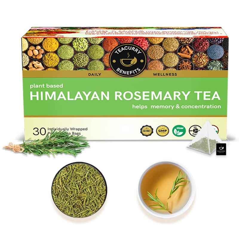 TEACURRY Himalayan Rosemary Tea (1 Month Pack | 30 Tea Bags) - Helps with Blood Sugar, Brain & Eye Health - Image 1