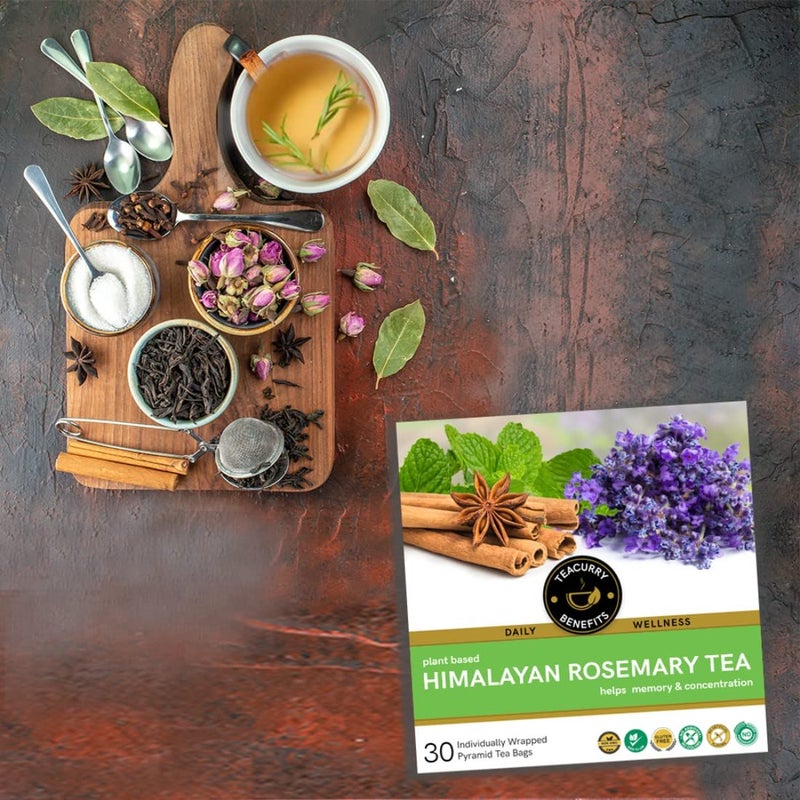 TEACURRY Himalayan Rosemary Tea (1 Month Pack | 30 Tea Bags) - Helps with Blood Sugar, Brain & Eye Health - Image 3