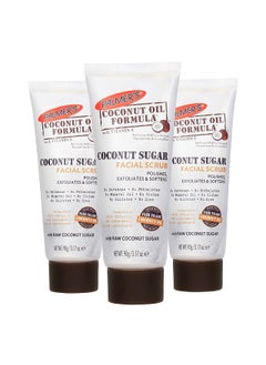 Palmer's Coconut Oil Formula Coconut Sugar Facial Scrub Exfoliator, Face Scrub to Gently Exfoliate Away Dirt and Dead Skin Cells with Chamomile to Soften & Calm, 3.17 Ounces (Pack of 3)