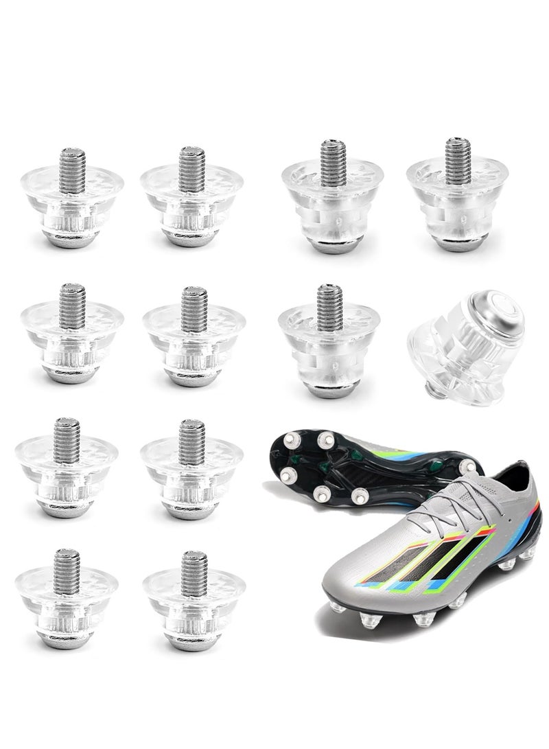 SYOSI 12 Pcs Football Boots Studs Replacement, 2 Sizes Transparent Replacement Soft Ground Studs Thumb Studs, Rubber Studs Football Studs Plastic Nylon Rugby Studs, Replacement for Men Boy Kids Adults Shoes - Image 1