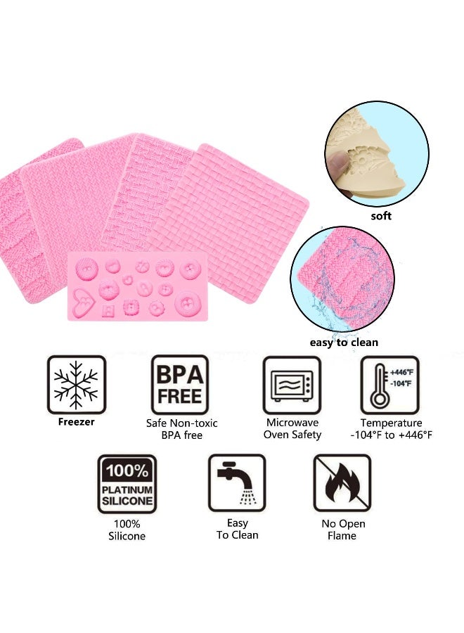 muyulin Fondant Impression Mats Molds Knitting with Button Silicone Chocolate Molds 5 Packs Sweater Design Knit Impress Texture Stamp Mat for Baby Shower Birthday Cake Decorating Cupcakes Topper  - Image 3