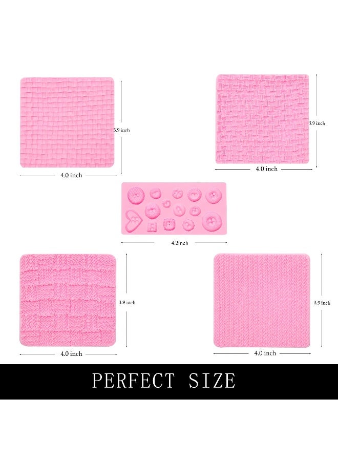 muyulin Fondant Impression Mats Molds Knitting with Button Silicone Chocolate Molds 5 Packs Sweater Design Knit Impress Texture Stamp Mat for Baby Shower Birthday Cake Decorating Cupcakes Topper  - Image 2