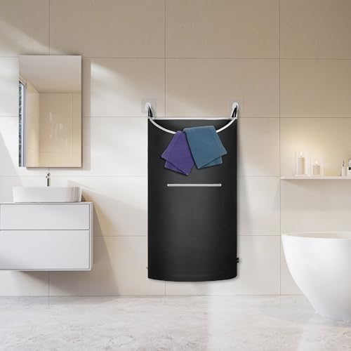 KINGSUSLAY XL Hanging Laundry Hamper, Over the Door Laundry Hamper and Baskets, Wide Opening Hanging Laundry Bag,Hanging Hamper for Bathroom,Dorm,Laundry Room,Chirstmas Gifts(Black 36x22Inch). - Image 2
