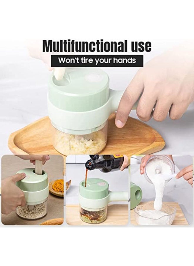 SHOPI 4 in 1 Portable Electric Vegetable Cutter Set, Vegetable Chopper, Wireless Food Processor, Handheld Electric Vegetable Cutter, for Garlic Pepper Chili Onion Celery Ginger Meat with Brush  - Image 5