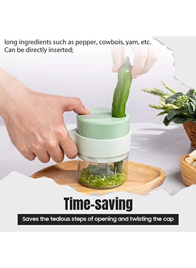 SHOPI 4 in 1 Portable Electric Vegetable Cutter Set, Vegetable Chopper, Wireless Food Processor, Handheld Electric Vegetable Cutter, for Garlic Pepper Chili Onion Celery Ginger Meat with Brush  - Image 3