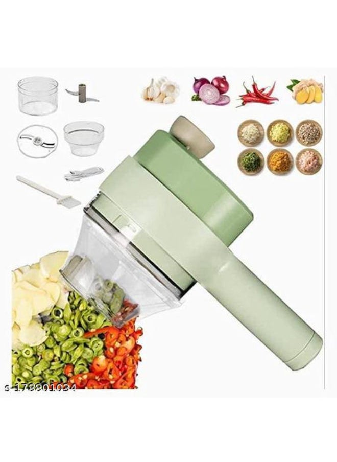 SHOPI 4 in 1 Portable Electric Vegetable Cutter Set, Vegetable Chopper, Wireless Food Processor, Handheld Electric Vegetable Cutter, for Garlic Pepper Chili Onion Celery Ginger Meat with Brush  - Image 1