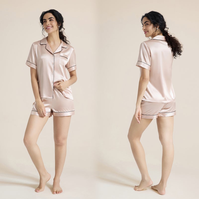 Women's Summer Striped Short Sleeve Shorts Pajama Set - Image 4