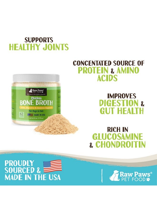 Raw Paws Chicken Bone Broth for Dogs & Cats, 6-oz - Made in USA - Dog Food Topper - Bone Broth Protein Powder for Dogs, Powdered Bone Broth for Dogs, Bone Broth for Cats, Dog Gravy Topper for Dry Food - Image 1