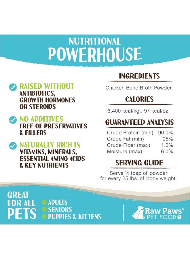 Raw Paws Chicken Bone Broth for Dogs & Cats, 6-oz - Made in USA - Dog Food Topper - Bone Broth Protein Powder for Dogs, Powdered Bone Broth for Dogs, Bone Broth for Cats, Dog Gravy Topper for Dry Food - Image 2