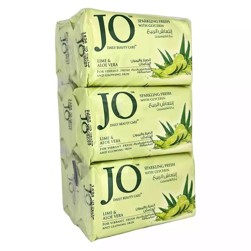 Jo Daily Beauty Care Lime And Aloe Vera Sparkling Fresh Bar Soap With Glycerin- 6X125gms