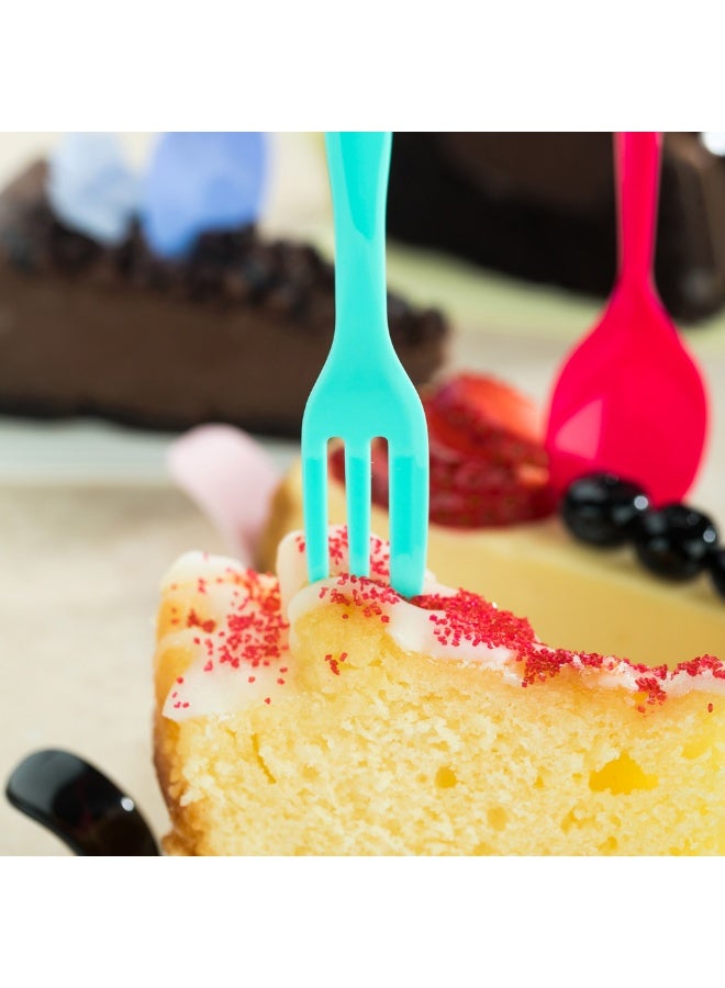 Restaurantware 4 Inch Cake Forks, 100 Knife-Edged Premium Pastry Forks - Disposable, Solid And Durable, Teal Plastic Sharp Edge Forks, For Parties, Bakeries, Catering Services, Gatherings - Image 3